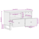 vidaXL Szafka pod TV, brązowo-czarna 70x33,5x46 cm, lite drewno mango