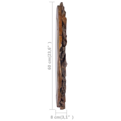 vidaXL Lustro ścienne, 60 cm, tekowe, okrągłe