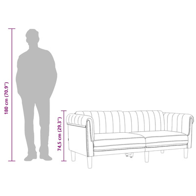Sofa 3-osobowa, różowa, tapicerowana aksamitem