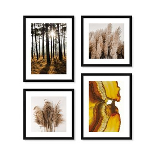 Zestaw obrazów w czarnej ramie 2x 30x30 i 2x 30x40