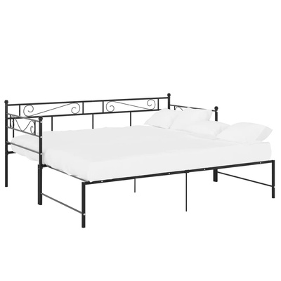Sofa z wysuwaną ramą łóżka, czarna, metalowa, 90x200 cm wariant 5