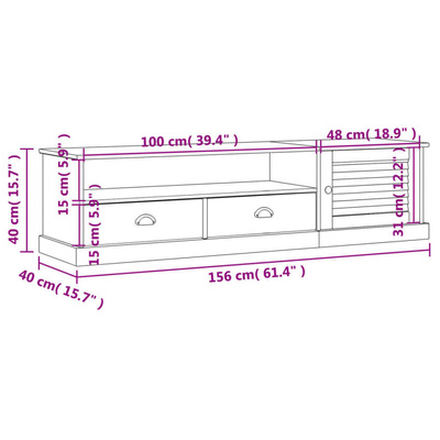 vidaXL Szafka pod TV VIGO, biała, 156x40x40 cm, lite drewno sosnowe