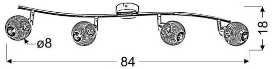 Lampa ścienna listwa 4X40W G9 chrom NOVEL 94-06981