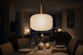 Lampa wisząca z dużym, ryflowanym, białym kloszem K-5870 z serii FABIO