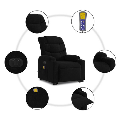 vidaXL Podnoszony fotel masujący, elektryczny, rozkładany, czarny