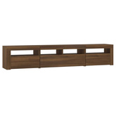 vidaXL Szafka pod TV z oświetleniem LED, brązowy dąb, 210x35x40 cm