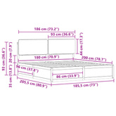 Ramka łóżka z tapicerowanym wezgłowiem Jasnoszary 180 x 200 cm