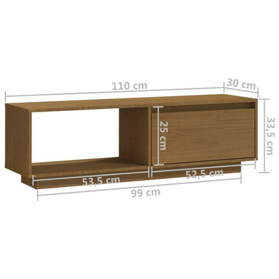 vidaXL Szafka pod TV, miodowy brąz, 110x30x33,5 cm, drewno sosnowe