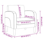 Sofa Fotel z Podłokietnikami Szary 54 cm Skóra ekologiczna