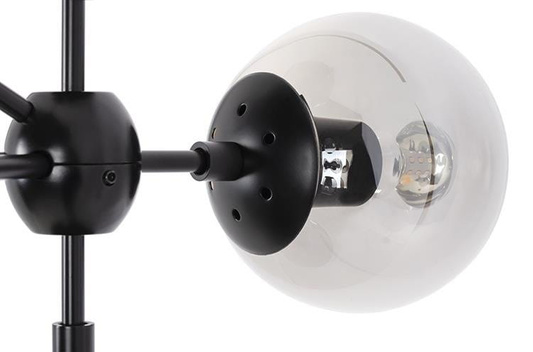Lampa wisząca PLANETARIO 10  czarna klosze dymione
