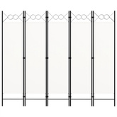 Parawan 5-panelowy, biały, 200 x 180 cm