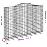Kosze gabionowe, 2 szt, 300x30x200/220 cm, galwanizowane żelazo