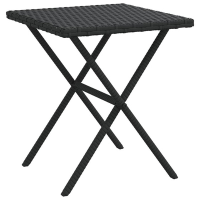 vidaXL Leżaki ze stolikiem, 2 szt., czarne, polirattan model standard