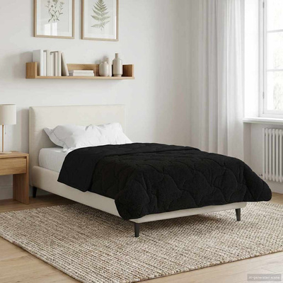 Letni Kołdra Czarny 135 x 200 cm Mikrofibra i Fleece Teddy