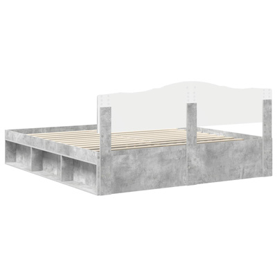 Ramka łóżka Betonowy 180 x 200 cm Lite drewno sosnowe