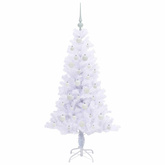 Sztuczna choinka z 150 diodami LED Biały 150 cm PVC i Stal