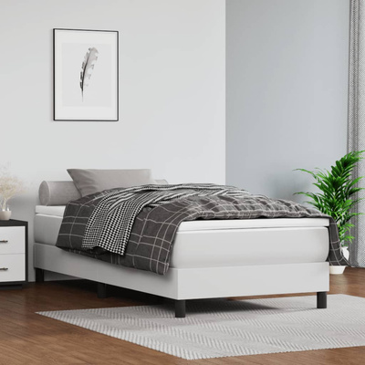 vidaXL Łóżko kontynentalne z materacem, białe, ekoskóra 80x200 cm wariant 5
