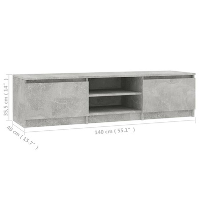 vidaXL Szafka pod TV, betonowy szary, 140x40x35,5 cm