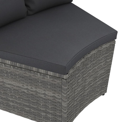 5-częściowa sofa do ogrodu, z poduszkami, polirattan, szara