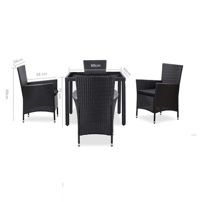 5-cz. zestaw mebli ogrodowych, rattan PE, czarny