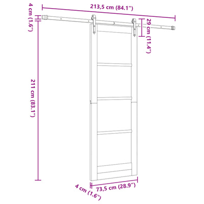 Drzwi przesuwne ORKDAL 73,5 x 211 cm Lite drewno sosnowe