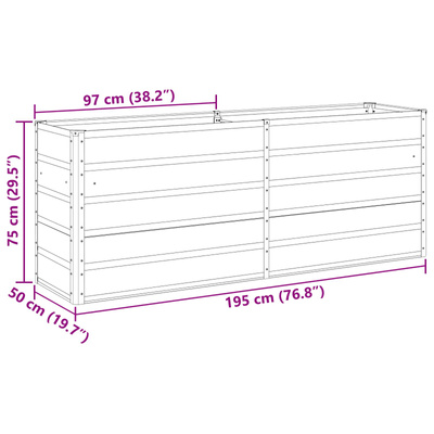 Donica Antracyt 195 x 50 x 75 cm Stal Galwanizowana