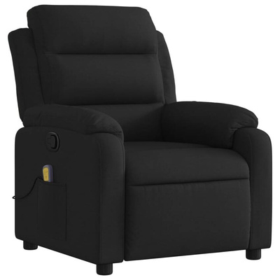 vidaXL Rozkładany fotel masujący, czarny, obity tkaniną model standard