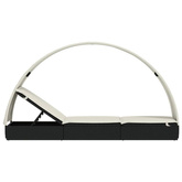 vidaXL Leżak z półokrągłym daszkiem, czarny, 211x57x140 cm, rattan PE