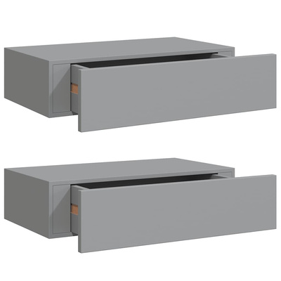vidaXL Półki ścienne z szufladą, 2 szt., szare, 40 x 23,5 x 10 cm, MDF