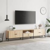 vidaXL Szafka pod TV, z szufladą, dąb sonoma, 200x25x44 cm