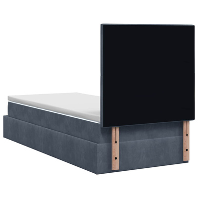 Łóżko ottoman z materacem ciemnoszary 80 x 200 cm Welur