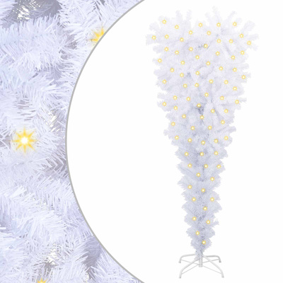 Sztuczna choinka z 150 diodami LED Biały 120 cm PVC i stal