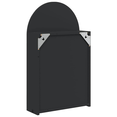 Szafka łazienkowa z lustrem i LED, łukowa, czarna, 42x13x70 cm