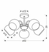 Lampa wisząca Pascal z kloszami szklana pięcioramienna patynowa E27