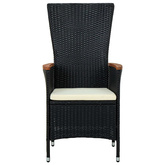 7-częściowy zestaw mebli ogrodowych z poduszkami, czarny