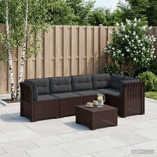 5-osobowa sofa ogrodowa z poduszkami w stylu rattanowym PP