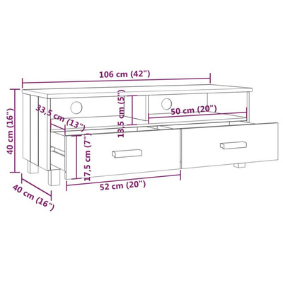 vidaXL Szafka pod TV HAMAR, ciemnoszara, 106x40x40 cm, drewno sosnowe