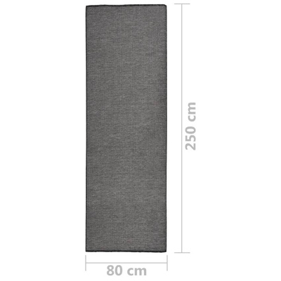 vidaXL Dywan zewnętrzny o płaskim splocie, 80x250 cm, szary