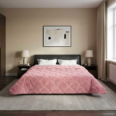 Letni Kołdra Różowy 200 x 240 cm Mikrofibra i Fleece Teddy