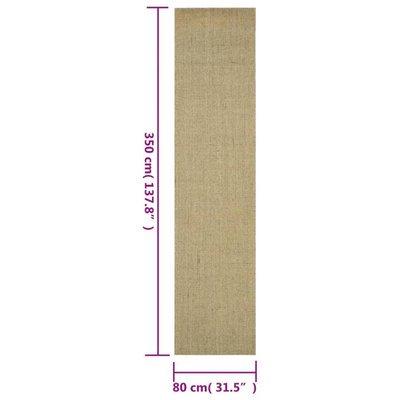vidaXL Dywanik, naturalny sizal, 80x350 cm, zielony