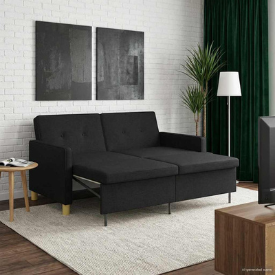 Rozkładana sofa Czarny tkanina
