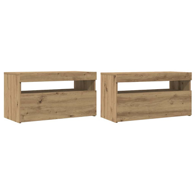 Szafka pod TV z oświetleniem LED, dąb artisan, 75x35x40 cm