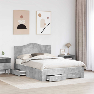 Ramka łóżka Betonowy szary 140 x 190 cm Drewno inżynieryjne