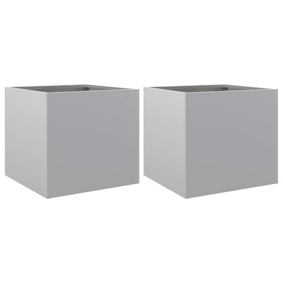 Donice, 2 szt., srebrne, 32x30x29 cm, stal galwanizowana