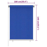 vidaXL Roleta zewnętrzna, 100x140 cm, niebieska, HDPE