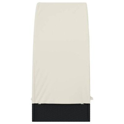 vidaXL Leżak z półokrągłym daszkiem, czarny, 211x57x140 cm, rattan PE