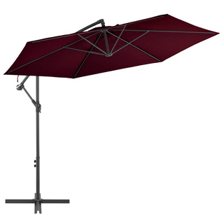 vidaXL Parasol wiszący z aluminiowym słupkiem, bordowy, 300 cm
