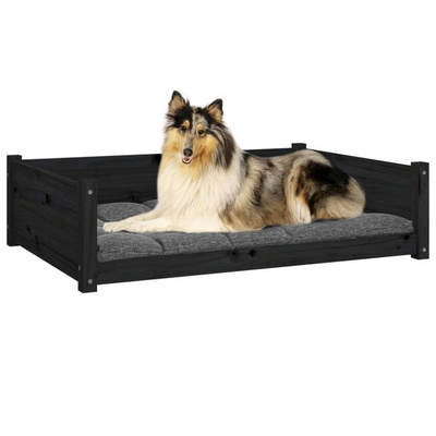 vidaXL Legowisko dla psa, czarne, 95,5x65,5x28 cm, lite drewno sosnowe