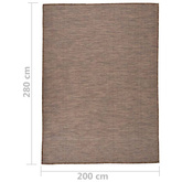 vidaXL Dywan zewnętrzny o płaskim splocie, 200x280 cm, brązowy