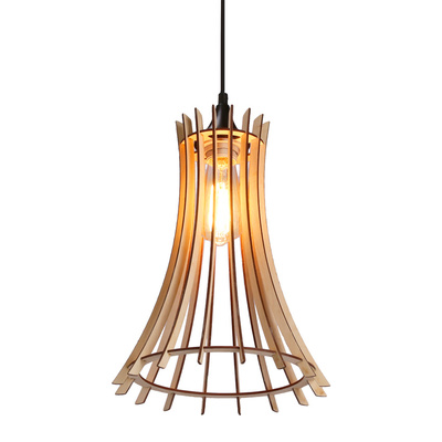 ECO 7 LAMPA WISZĄCA 1X40 E27 ABAŻUR DREWNIANY